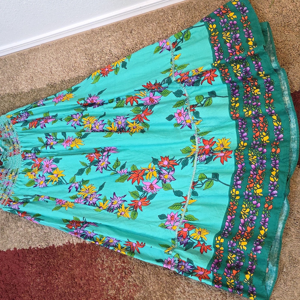 Planet Gold Strapless Floral Dress - Teal and Multicolor